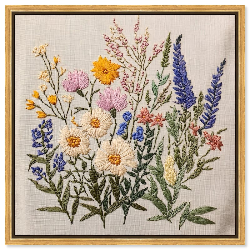 Needlepoint Prairie Posy Canvas by Art Remedy - Gold - 40" x 40"
