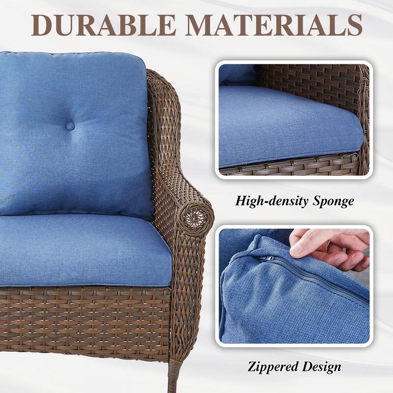 Loveseat Outdoor Patio Sofa Couch Brown - Blue