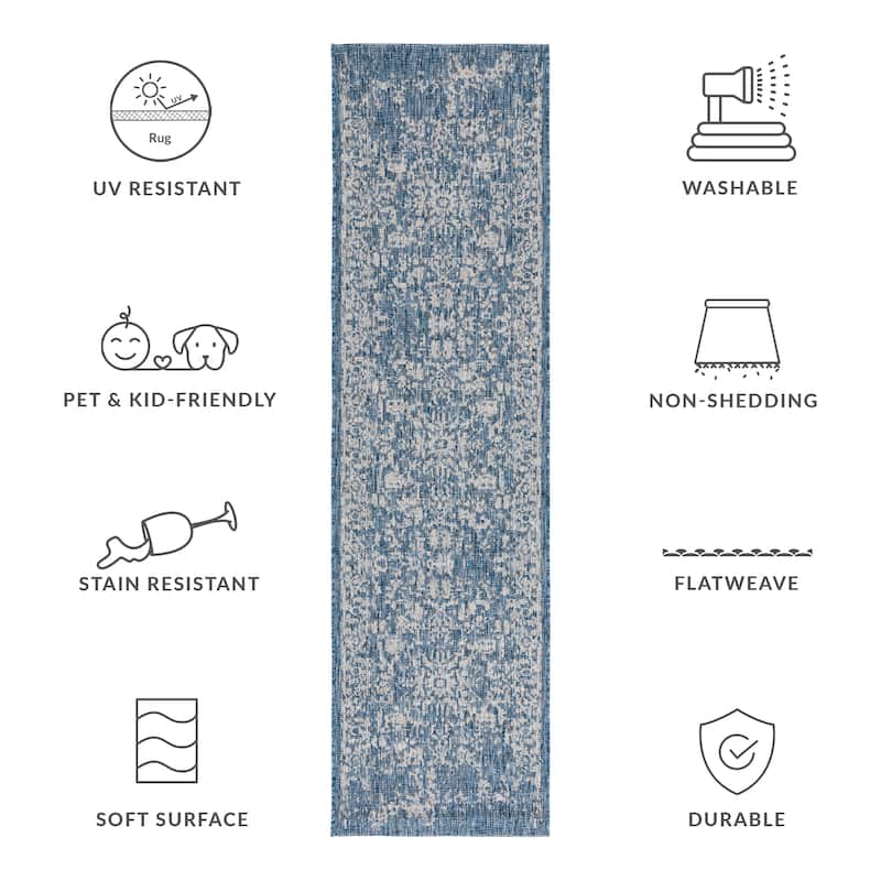 SAFAVIEH Courtyard Gunsel Outdoor Waterproof Patio Backyard Rug
