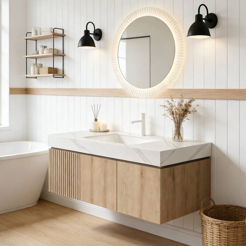 Floating Storage Bathroom Vanity with 1 Pre-drilled Faucet Hole