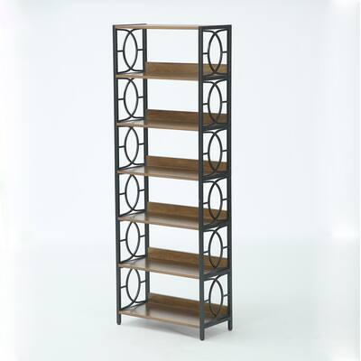 Industrial 6-Tier Bookshelf Open Storage Unit Display Srand for Home
