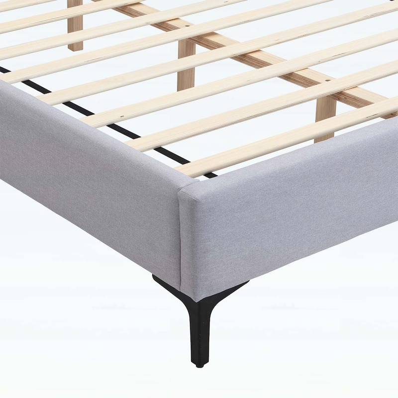 Modern Upholstered Bed with Integrated Lights and Shelves