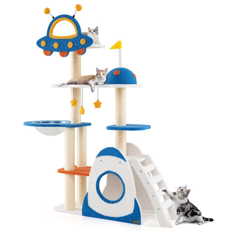 Multi-level Space Theme Cat Tree Tower with Wrapped Scratching Posts - 40" x 13" x 64.5"