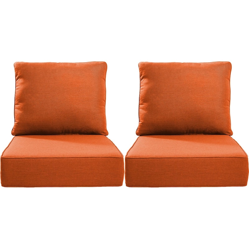 22" W x 24" D x 6" T Water & Fade Resistant Outdoor Lounge Chair Replacement Cushion Set - 2 Sets - Orange