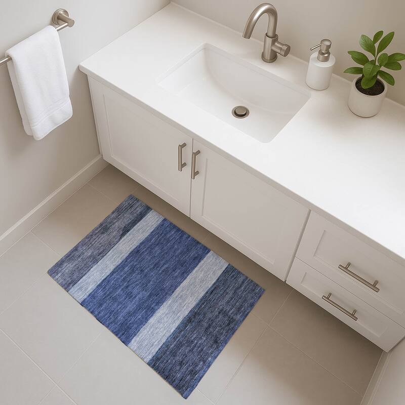 Premium Washable Super Soft Ombre Gabbeh Mayfield Rug - Navy - 1'8" x 2'6"