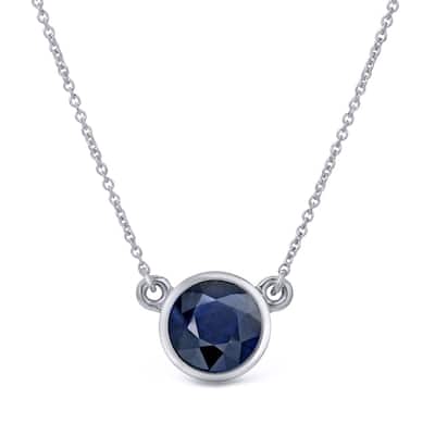 Auriya 14k Gold Bezel-set Sapphire Solitaire Necklace 1/2ctw