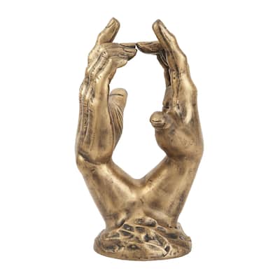 Aluminum Metal Hands Sculpture - Gold - Roche River Decor