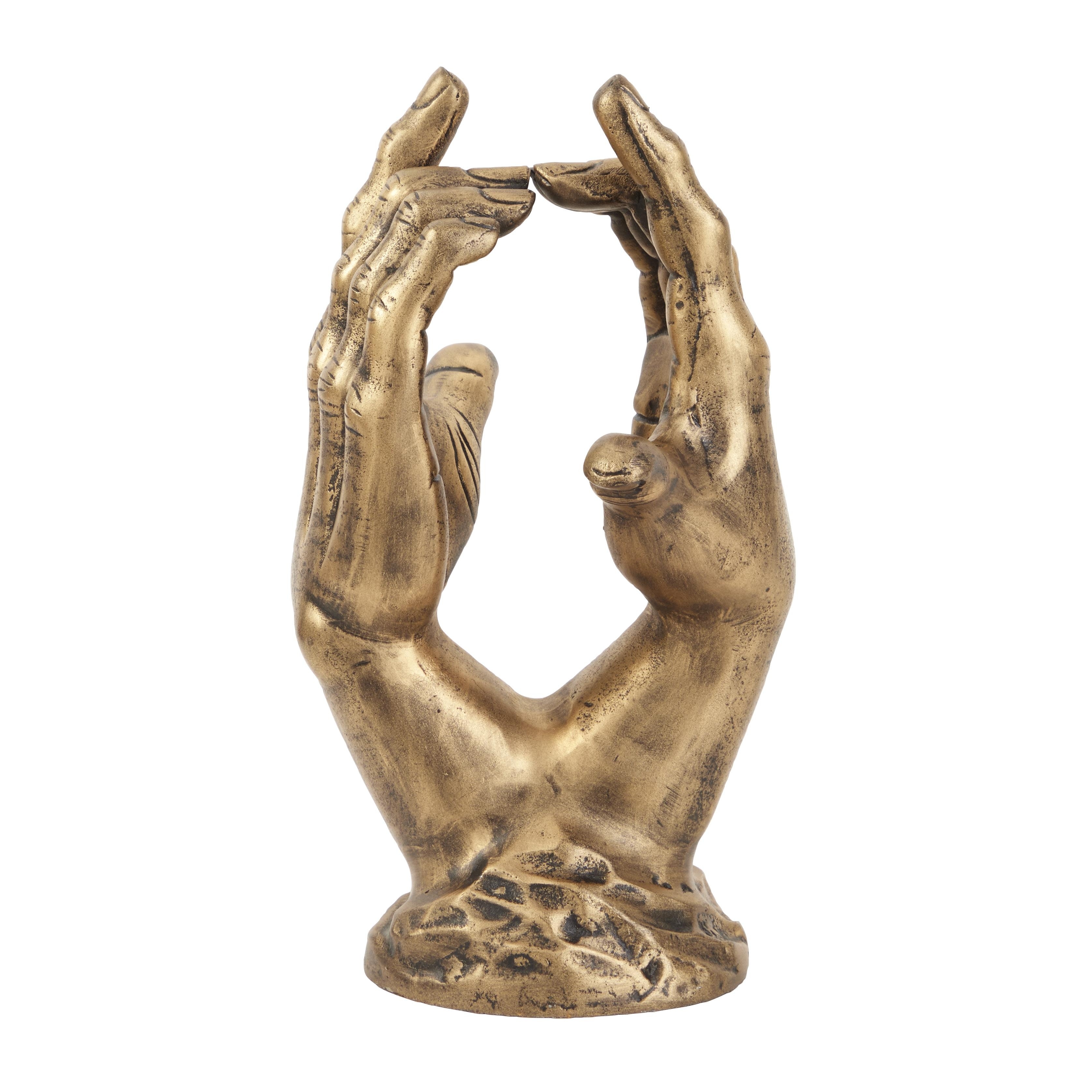 Aluminum Metal Hands Sculpture - Gold - Roche River Decor