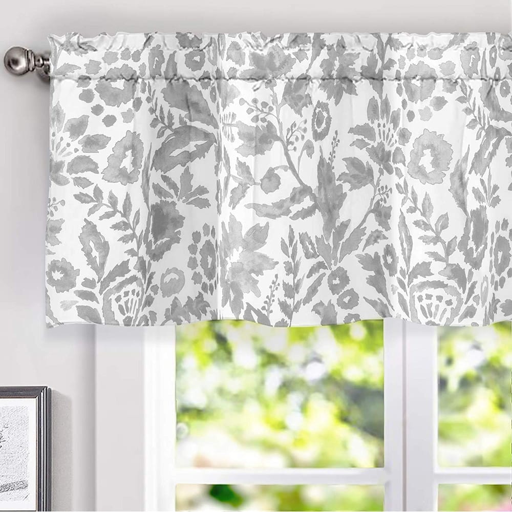 Porch & Den Ouzel Floral Watercolor Pattern Lined Window Valance