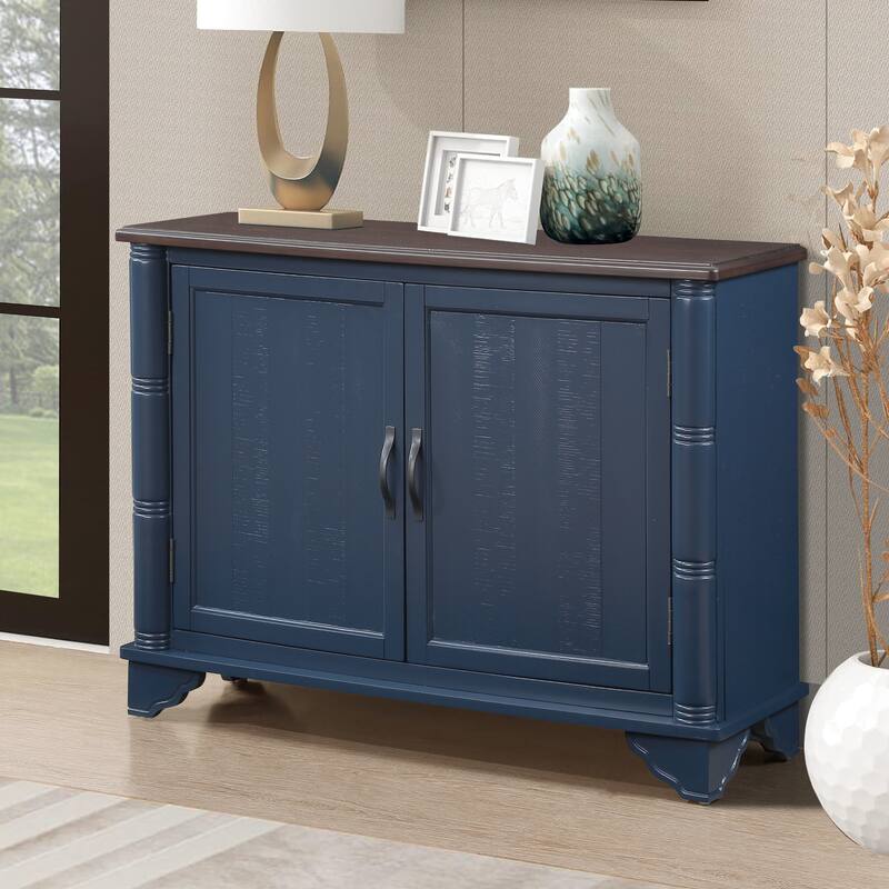 Solid Wood Entryway Console Table, 40" Retro Storage Cabinet with Adjustable Shelf