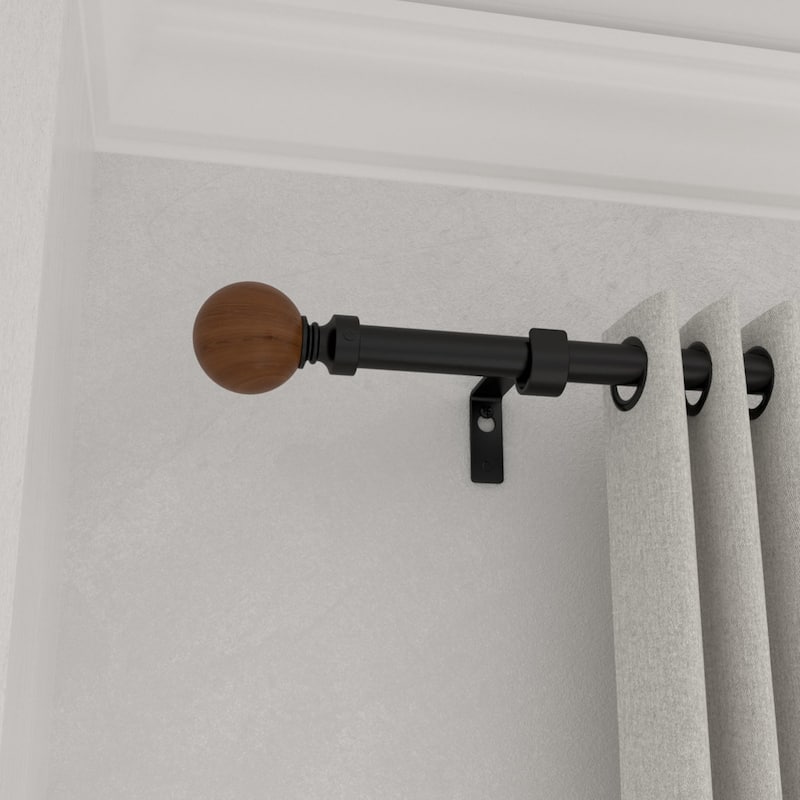 Acroma Adjustable Single Curtain Rod with Globe Ball Finial - 84 to 120 inches