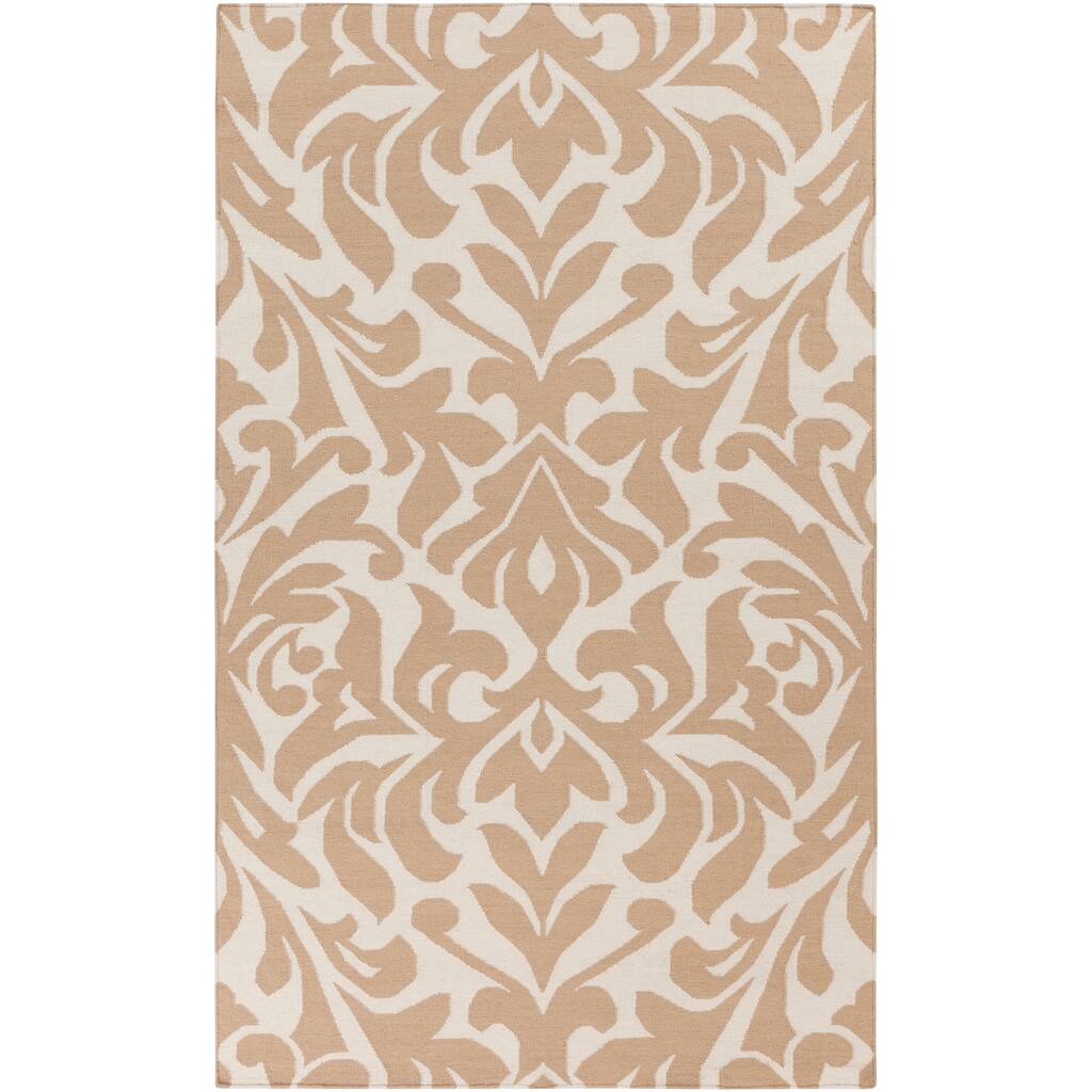 Hand-woven Bennet Damask Flatweave Wool Area Rug