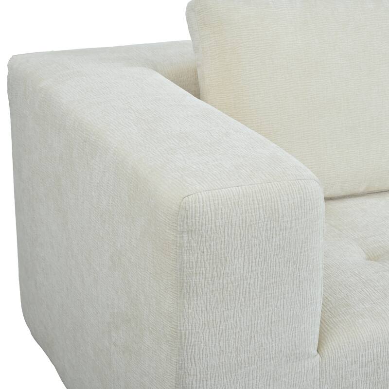 110" Polyester Modular Sectional Sofa (3-Piece) with 4 Pillows and Tufted Seat Design