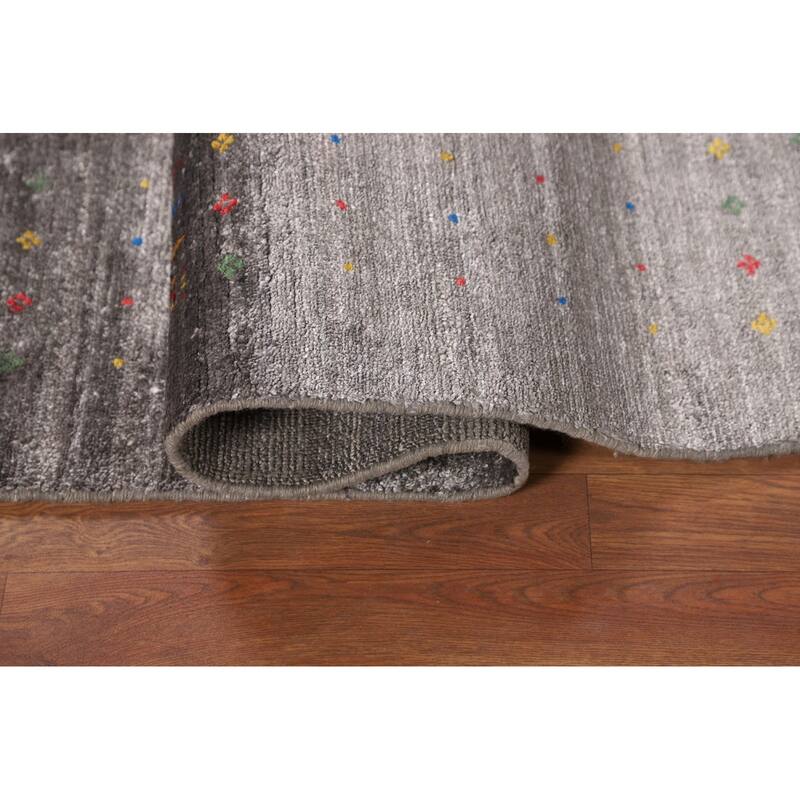 Gray Gabbeh Indian Area Rug Handmade Silk Carpet - 5'2"x 8'2"