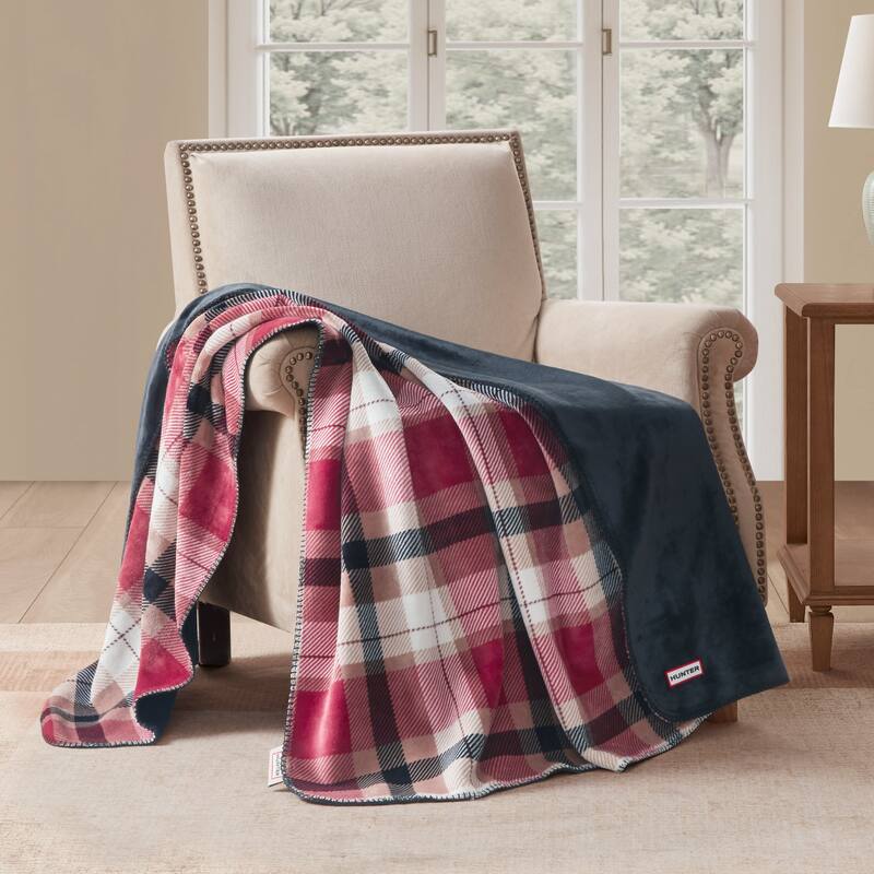 Hunter Reversible Plaid Plush Throw Blankets