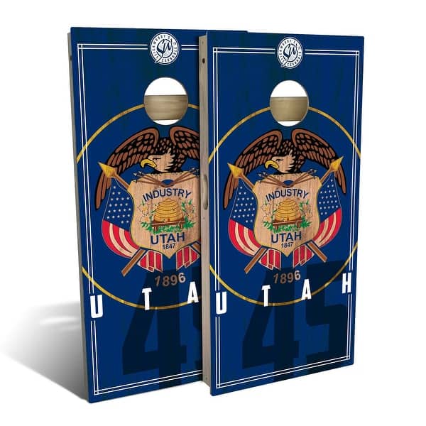 slide 2 of 8, Utah State Flag 2 Outdoor Cornhole Board Set Backyard 2x4 - Include Carrying Case