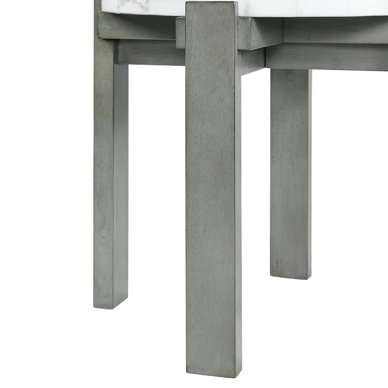 Luxury Round End Table - Grey Accent Table for Living Room, Bedroom, Modern Design - 24