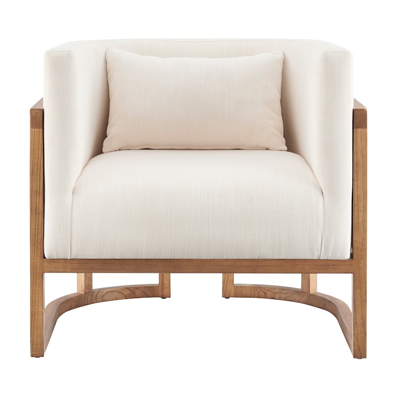 NPD Furniture Velma Linen Accent Arm Chair with Rattan