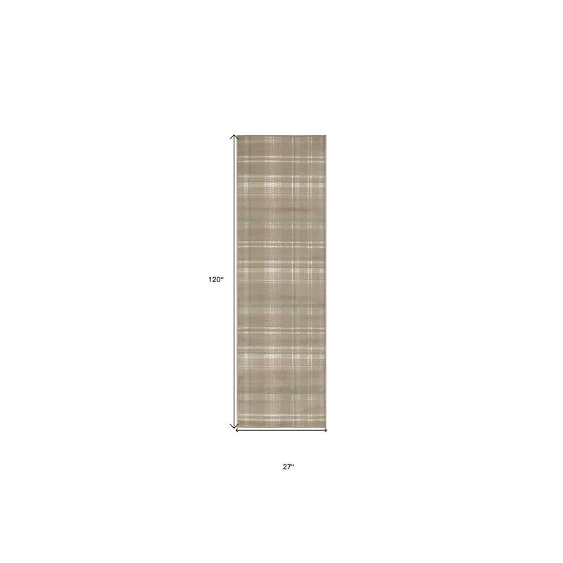 HomeRootsPlaid Cottage Runner Area Rug - 120' X '27' X '0.5
