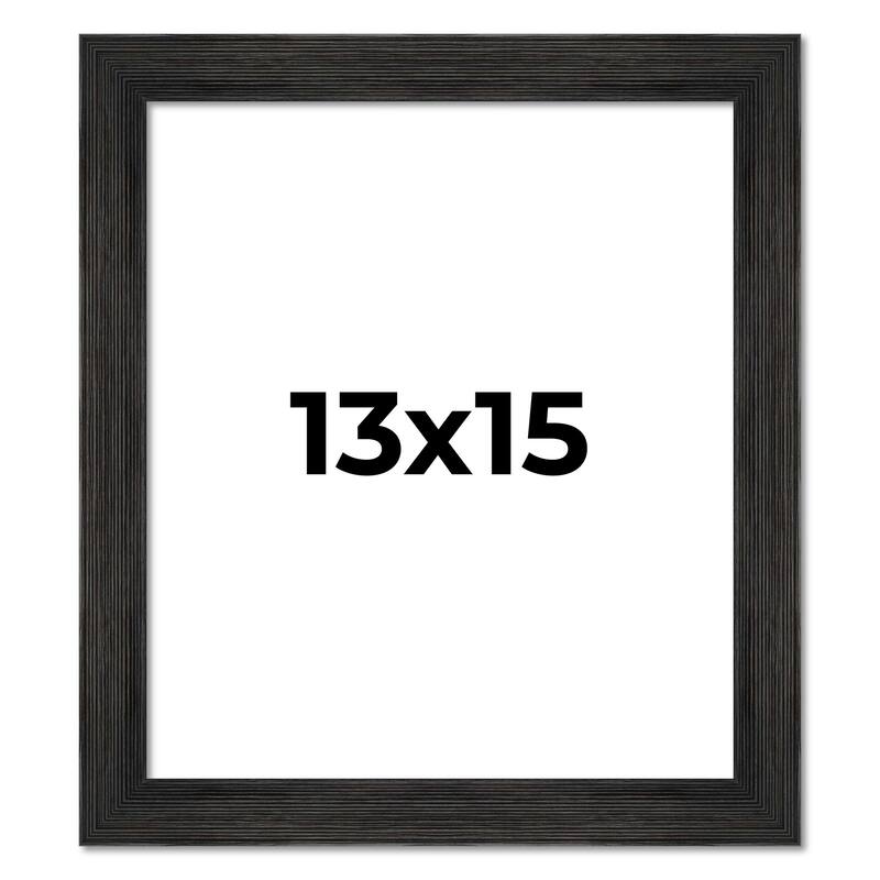 13x15 Black Rustic Wide Barnwood Picture Frame - UV Acrylic, Foam Board Backing, Hanging Hardware - Holds 13x15 Photo