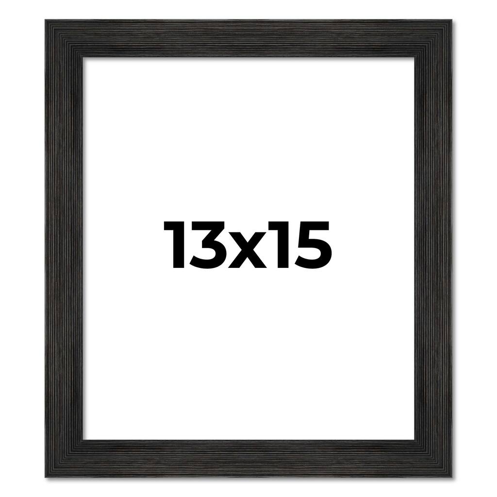 13x15 Black Rustic Wide Barnwood Picture Frame - UV Acrylic, Foam Board Backing, Hanging Hardware