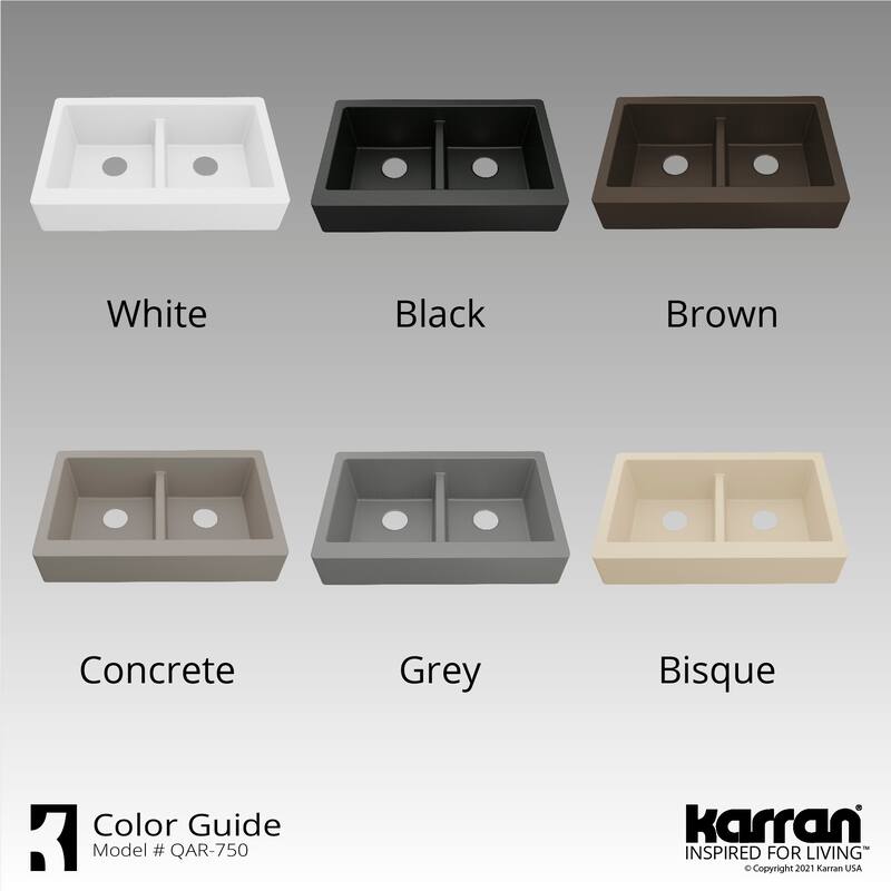 Karran Retrofit Apron Front Quartz Double Bowl Kitchen Sink