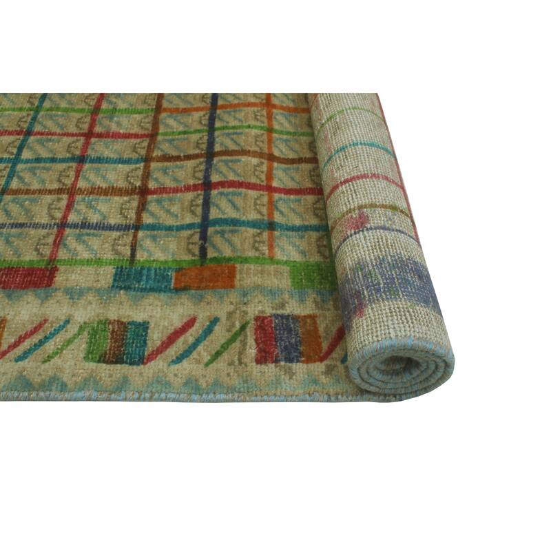 Vintage Distressed Pelin Blue/Orange Runner - 3'3" x 5'6"