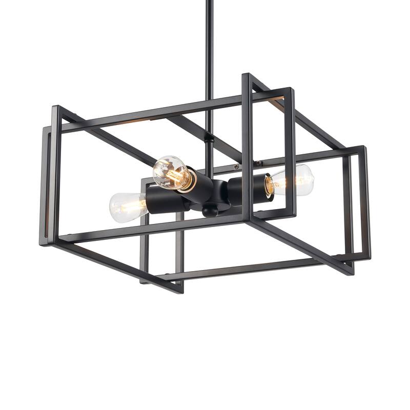 CO-Z Square Semi Flush Mount Light Fixture with Geometric Frame