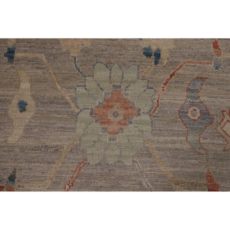 Vegetable Dye Oushak Turkish Rug Hand-Knotted Bedroom Wool Carpet - 9'2"x 12'0"