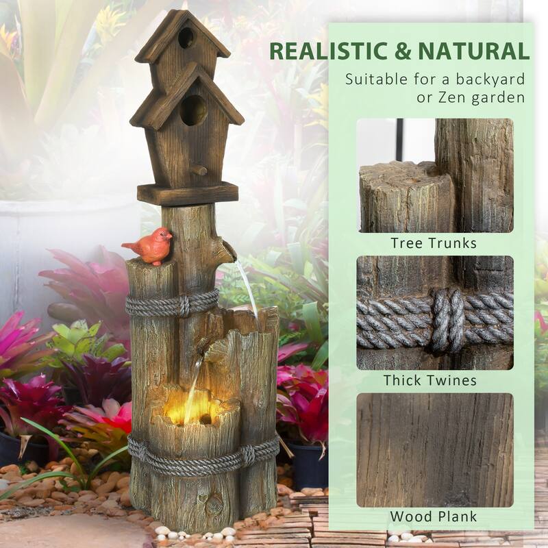 Outsunny Outdoor Fountain with Birdhouse