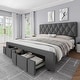 preview thumbnail 1 of 23, Velvet Platform Bed Frame with Storage Drawers Grey - King