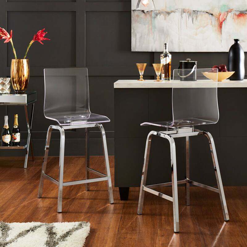 Maravilla Acrylic Swivel High Back Stools (Set 2)