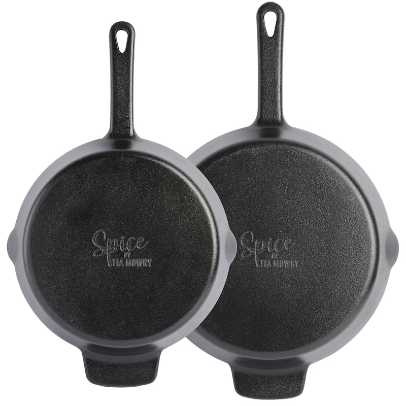 Spice by Tia Mowry Savory Saffron Pre-Seasoned Cast Iron Skillet Set