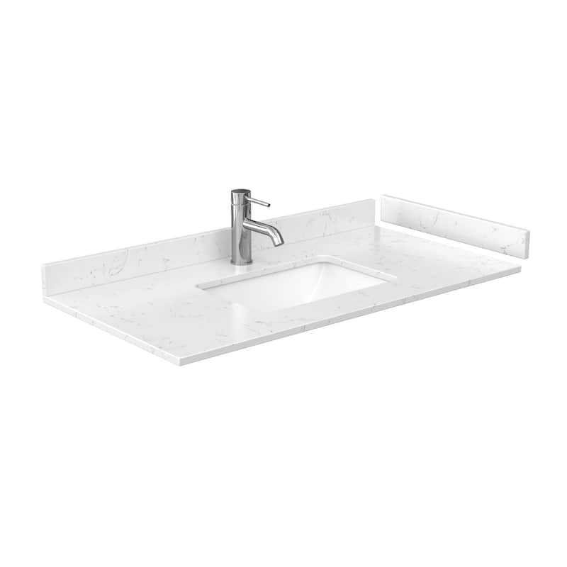 Wyndham Collection 42" Single Vanity Top with Undermount Rectangular - Carrara Cultured Marble
