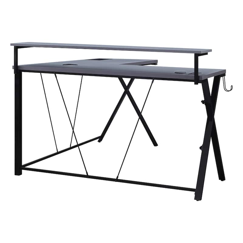 Checkpoint Battlestation L shaped Gaming Desk with RGB LED Lights