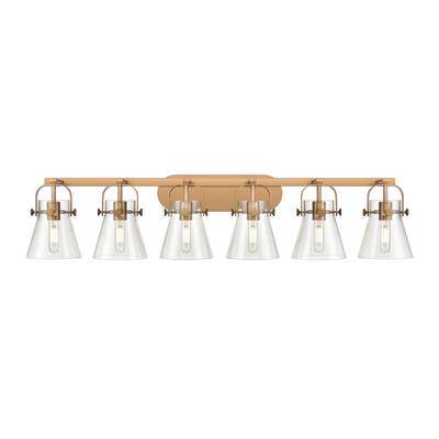 Innovations Lighting Pilaster II Cone - 6 Light 46" Wall-Mounted Bath Vanity Light.