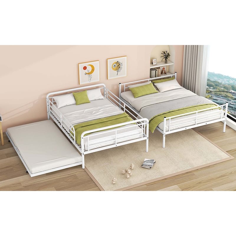 Full XL Over Queen Metal Bunk Bed with Ladder