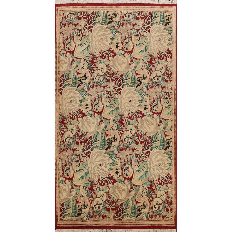 Vegetable Dye Floral Art Deco Chinese Oriental Wool Area Rug Handmade - 5'1" x 8'2"