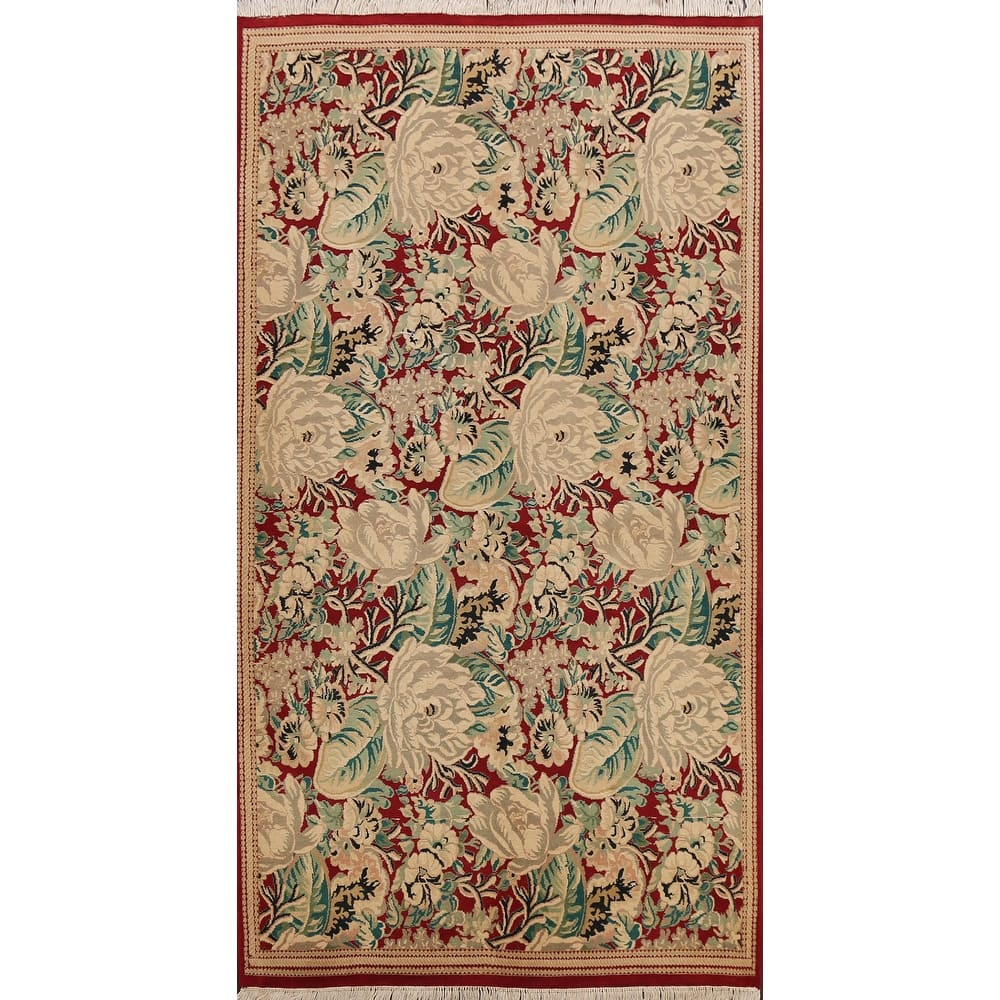 Vegetable Dye Floral Art Deco Chinese Oriental Wool Area Rug Handmade - 5'1" x 8'2"