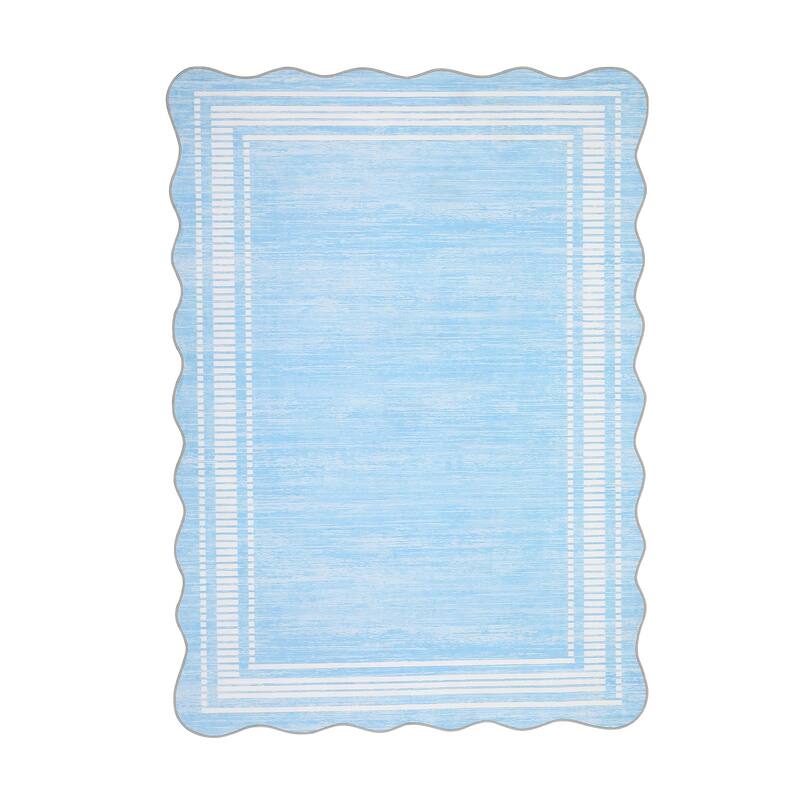 Garvee Scalloped Modern Bordered Area Rug