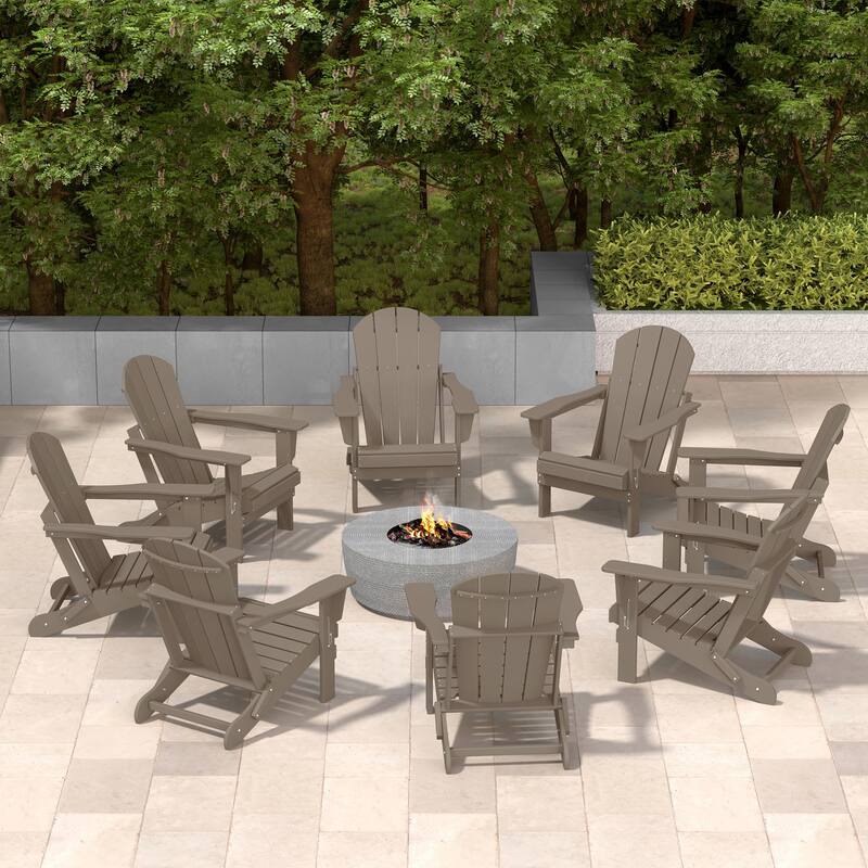 Laguna Hdpe All Weather Outdoor Patio Foldable Adirondack Chairs (Set Of 8)