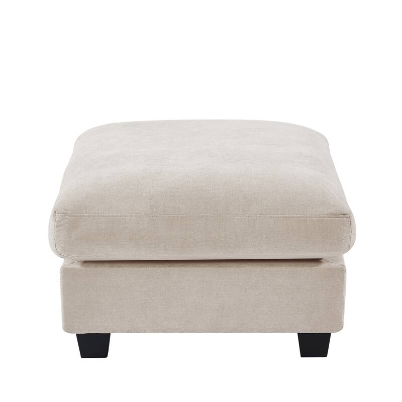 129.9" Chenille L-Shape Sectional Sofa with Reversible Chaise, Feather-Filled Cushions and Spring Support