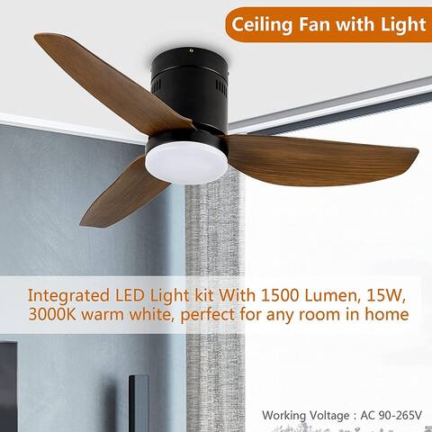 40 in. LED Indoor Brown Ceiling Fan,Remote Control, 6-Speed Modes