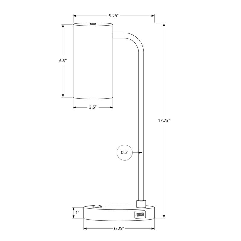 Lighting, 18"h, Table Lamp, Usb Port Included, Grey Metal, Grey Shade, Modern - Grey