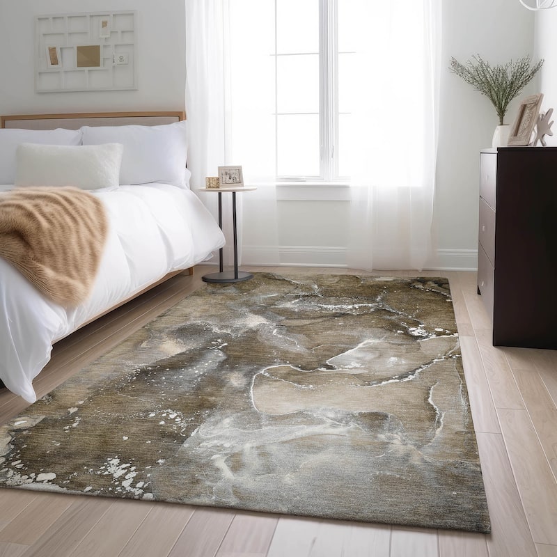 Premium Washable Super Soft Abstract Contemporary Mayfield Rug - Brown - 2' 6" x 3' 10" - Rectangle