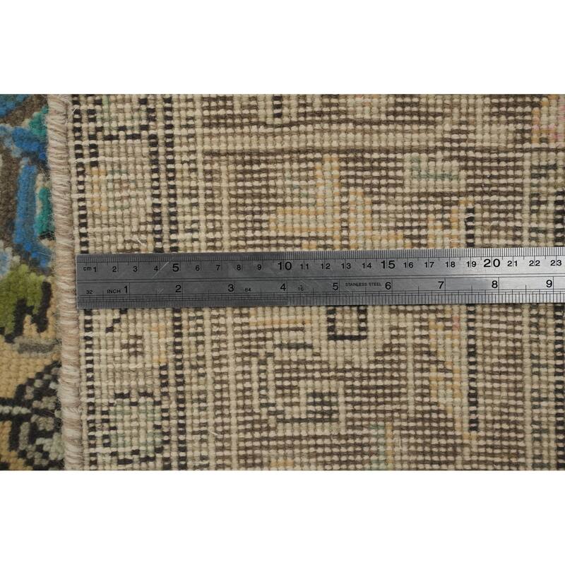 Hand Knotted Oriental 100% Wool Carpet Traditional Floral Peach Tabriz Area Rug - 9' 6'' X 6' 3''
