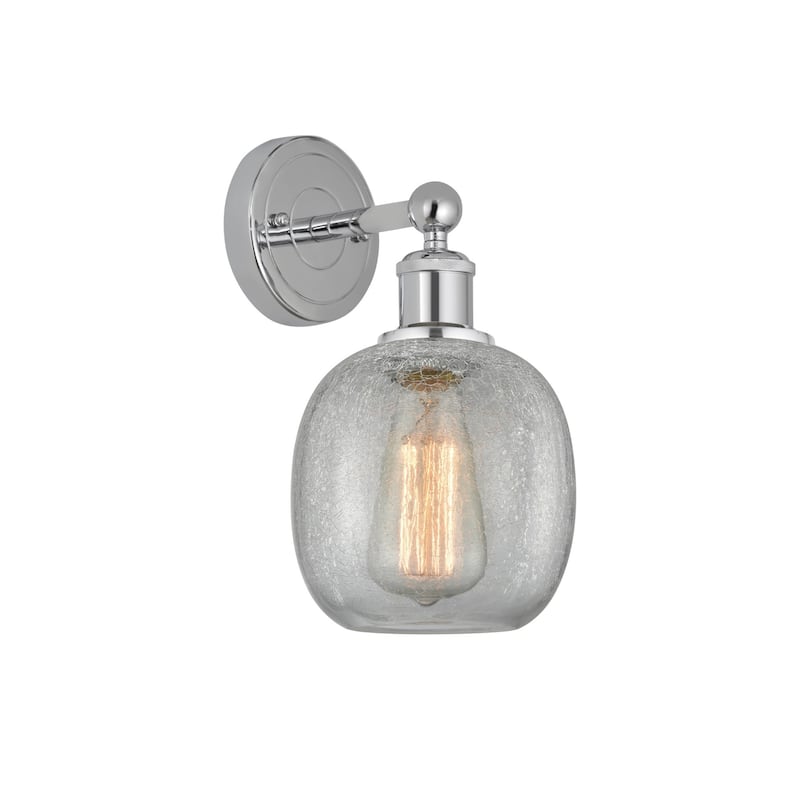 Innovations Lighting 616-1W-12-6 Belfast Sconce Belfast 12" Tall Wall - Polished Chrome / Clear Crackle