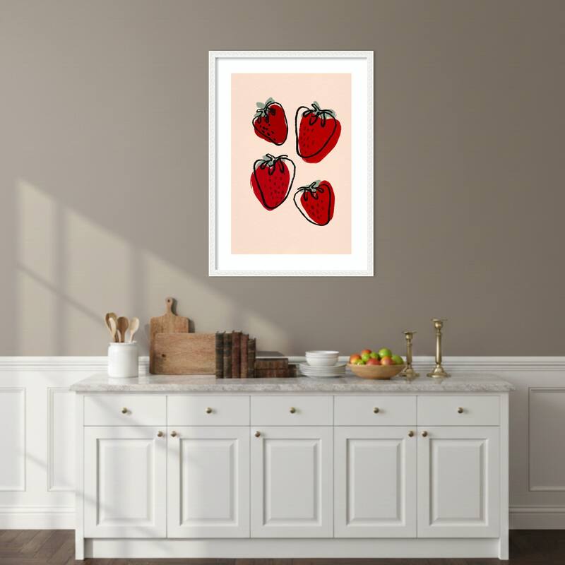 Berry Delight Sketch by Treechild Wood Framed Wall Art Print