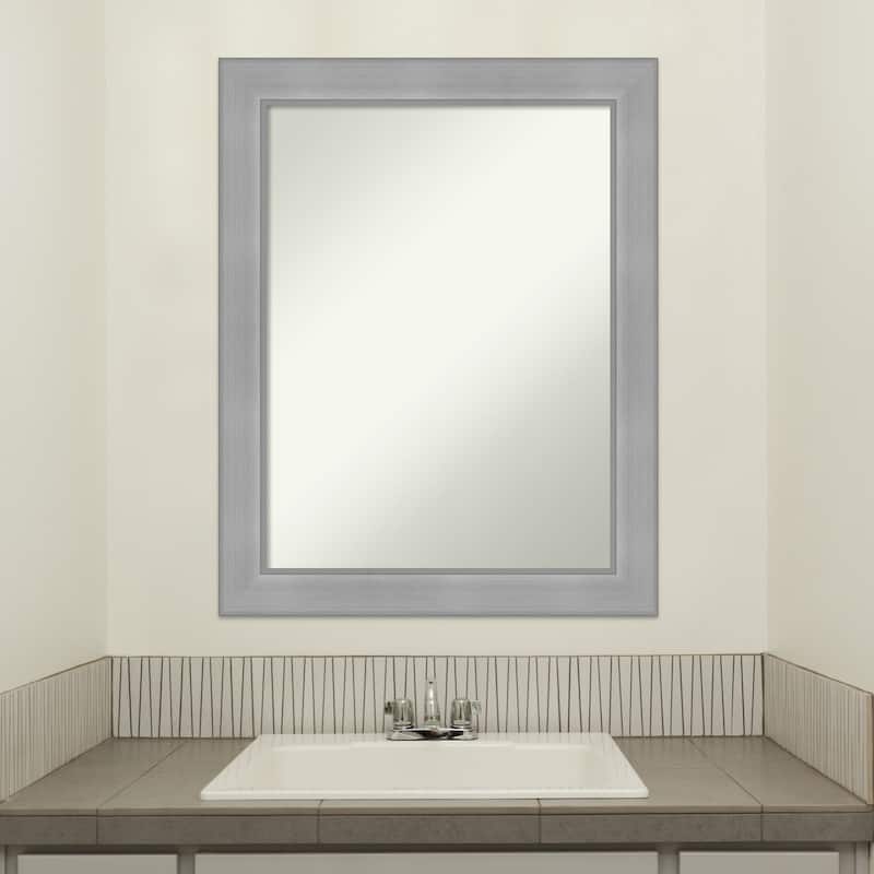 Non-Beveled Bathroom Wall Mirror - Vista Brushed Nickel Frame