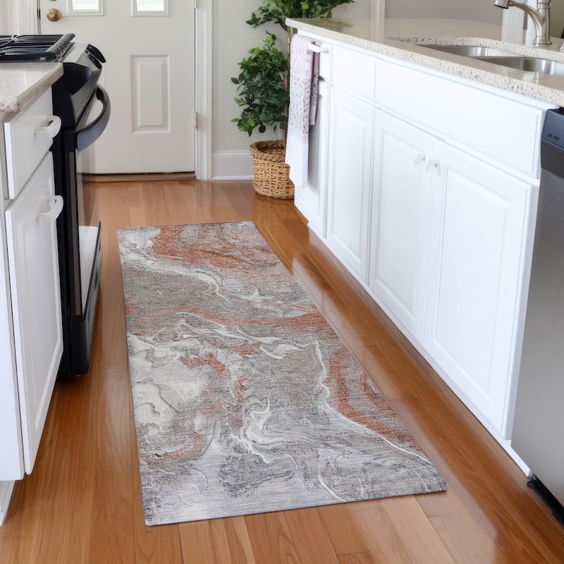 Premium Washable Super Soft Glam Modern Mayfield Rug - Salmon - 2'3" x 7'6"